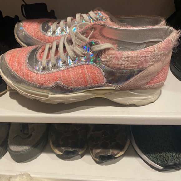 Chanel Tweed Lace Up Sneakers - Picture 4 of 5